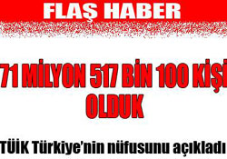 Türkiye 71,5 milyon oldu