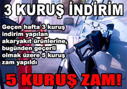 3 kuruş indirim 5 kuruş zam