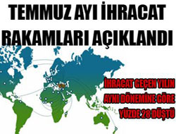 Temmuz ayı ihracat rakamları