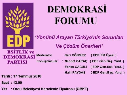 ORDU EDP:Ve Çözüm Önerileri