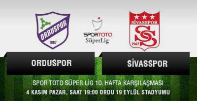 Ordu- Sivas Maçı Saat 19'00da