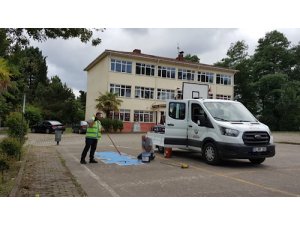 Okul Bahçelerine Oyun Şablonları çizildi