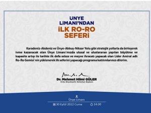 Ünye Limanından RO-RO seferleri başlıyor..