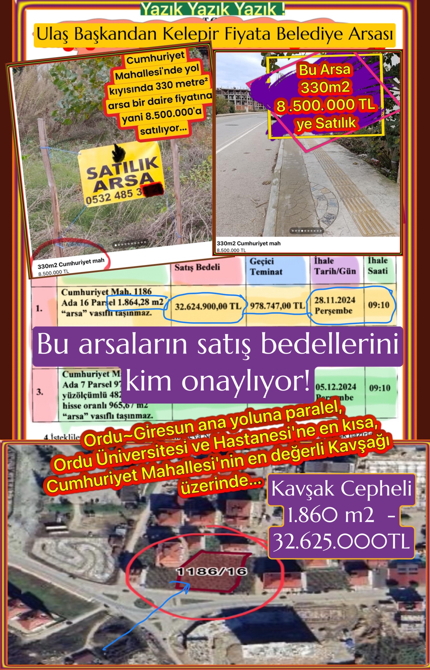 ALTINORDU BELEDİYE MECLİSİ ÜYELERİ  ZAN ALTINDA KALMAK İSTEMİYORSANIZ  BU SATIŞI İPTAL ETTİRİN