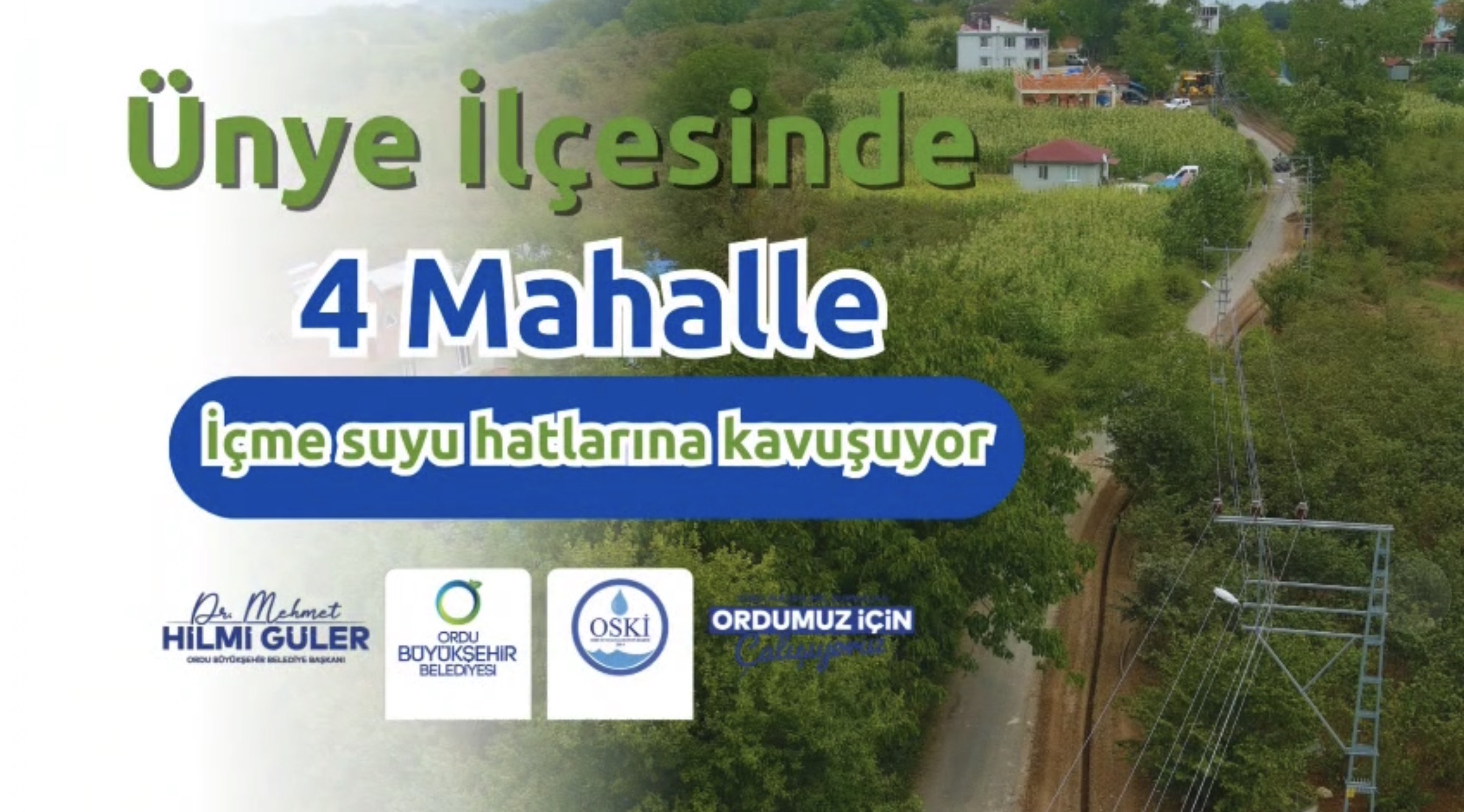 ÜNYE İLÇESİNDE 4 MAHALLE İÇME SUYU HATLARINA KAVUŞUYOR