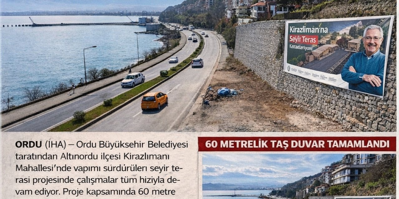 ORDU’DA KİRAZLİMANI SEYİR TERASI İNŞAATINDA SONA YAKLAŞILDI