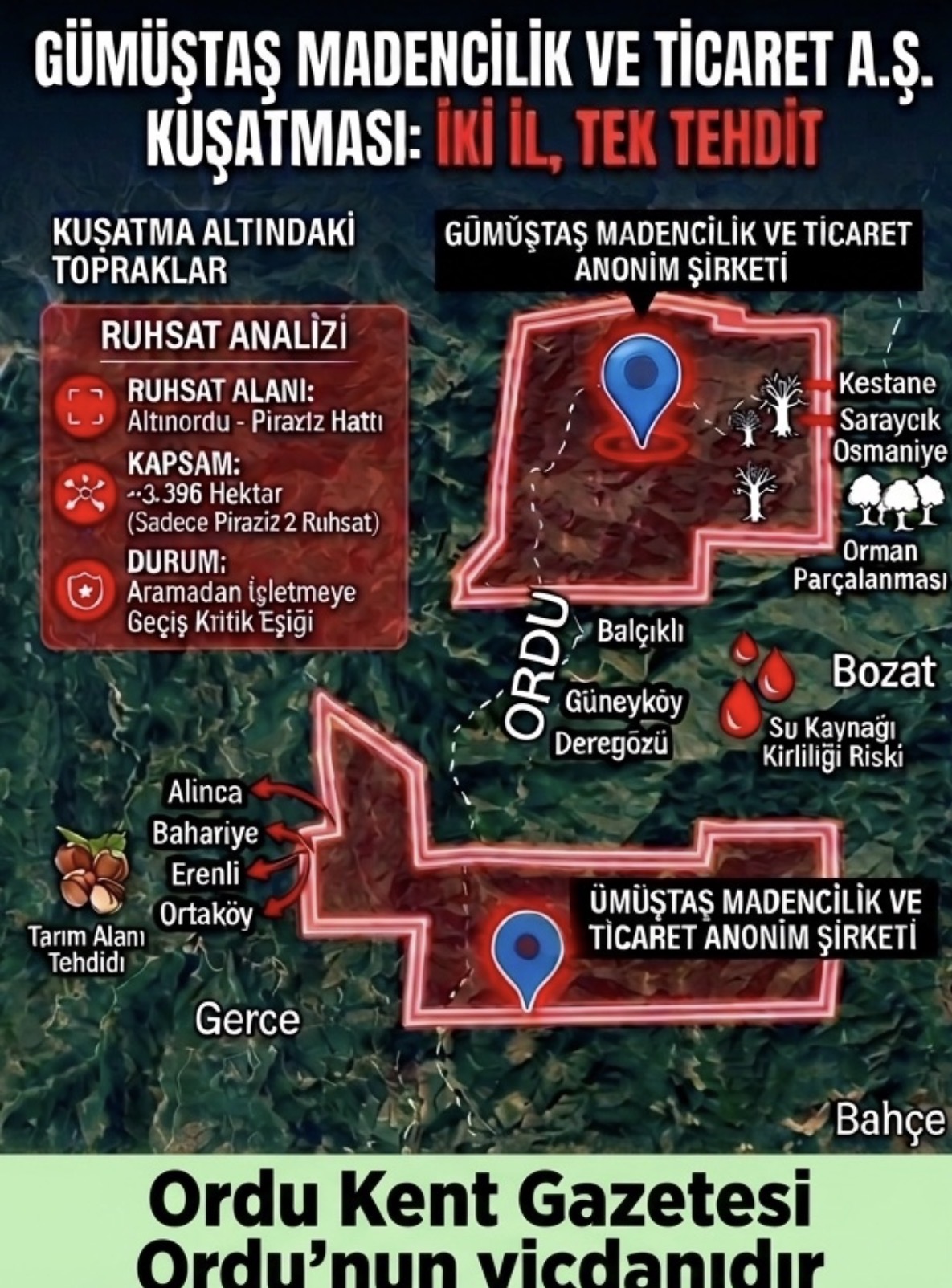 ORDU VE GİRESUN SINIRINDA MADEN KUŞATMASI: DEVASA RUHSAT ALANI İKİ İLİ TEHDİT EDİYOR!