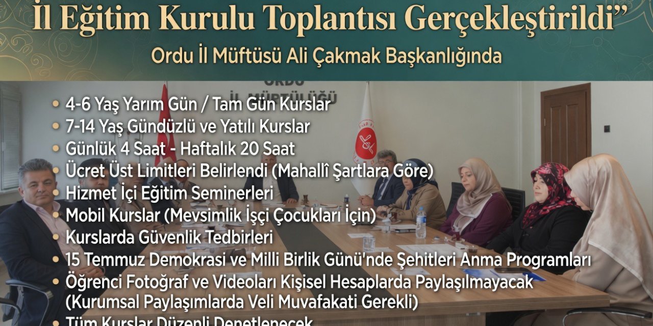 KUR'AN KURSLARINDA UYGULANACAK EĞITIM FAALIYETLERI AÇIKLANDI