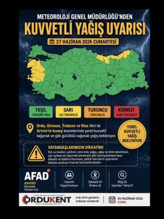 METEOROLOJİ’DEN DOĞU KARADENİZ İÇİN KUVVETLİ YAĞIŞ UYARISI