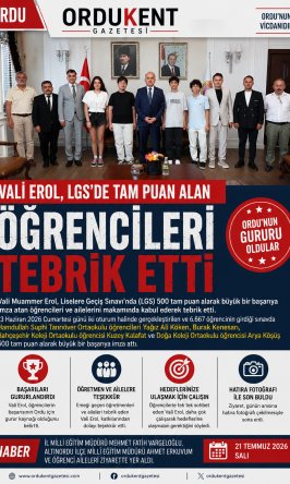 VALİ EROL, LGS TÜRKİYE BİRİNCİLERİNİ KABUL ETTİ