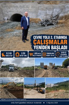 ORDU ÇEVRE YOLU’NUN İKİNCİ ETABINDA ÇALIŞMALAR YENİDEN BAŞLADI