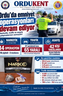 ORDU’DA UYUŞTURUCUYA YÖNELİK 14 OPERASYON: 3 TUTUKLAMA