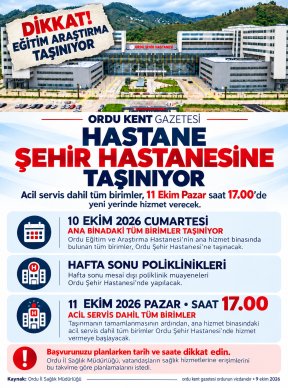 HASTANE TAŞINIYOR: ACİL SERVİS PAZAR SAAT 17.00’DE ŞEHİR HASTANESİNDE