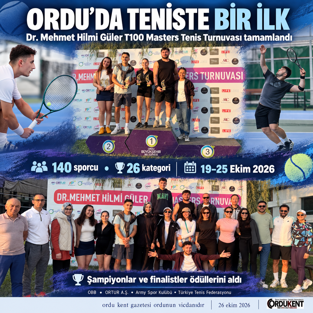 ORDU’DA İLK T100 TENİS TURNUVASI TAMAMLANDI