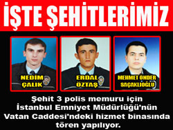 Saldırıda şehit düşen polislere hazin tören