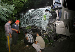 Samsun'da otobis kazası:9 yaralı