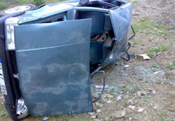 Giresun'da bir araç şarampole yuvarlandı