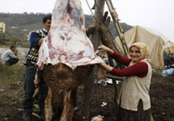 Kurban pazarında bayan Kasap şaşırttı