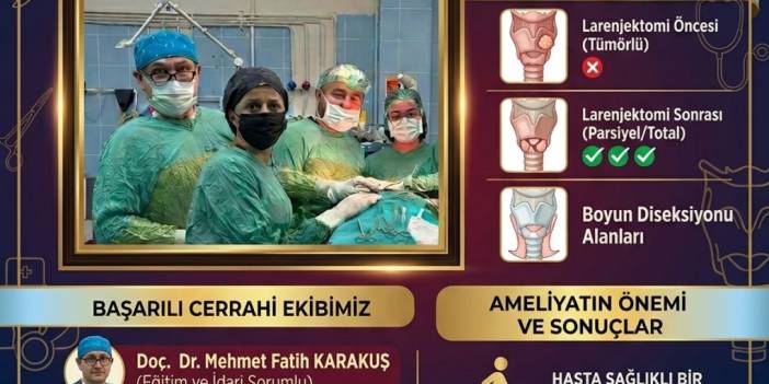 ORDU'DA BİR İLK: GIRTLAK KANSERİ AMELİYATINDA BÜYÜK BAŞARI!