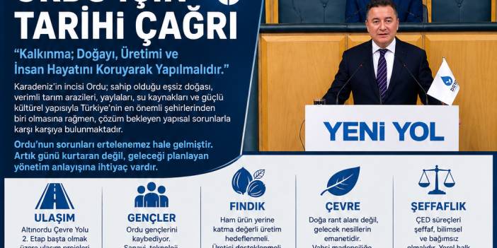 DEVA PARTİSİ’NDEN ‘ORDU İÇİN TARİHİ ÇAĞRI