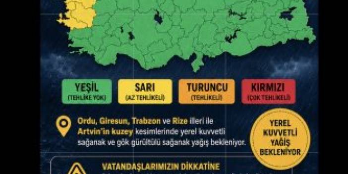 METEOROLOJİ’DEN DOĞU KARADENİZ İÇİN KUVVETLİ YAĞIŞ UYARISI